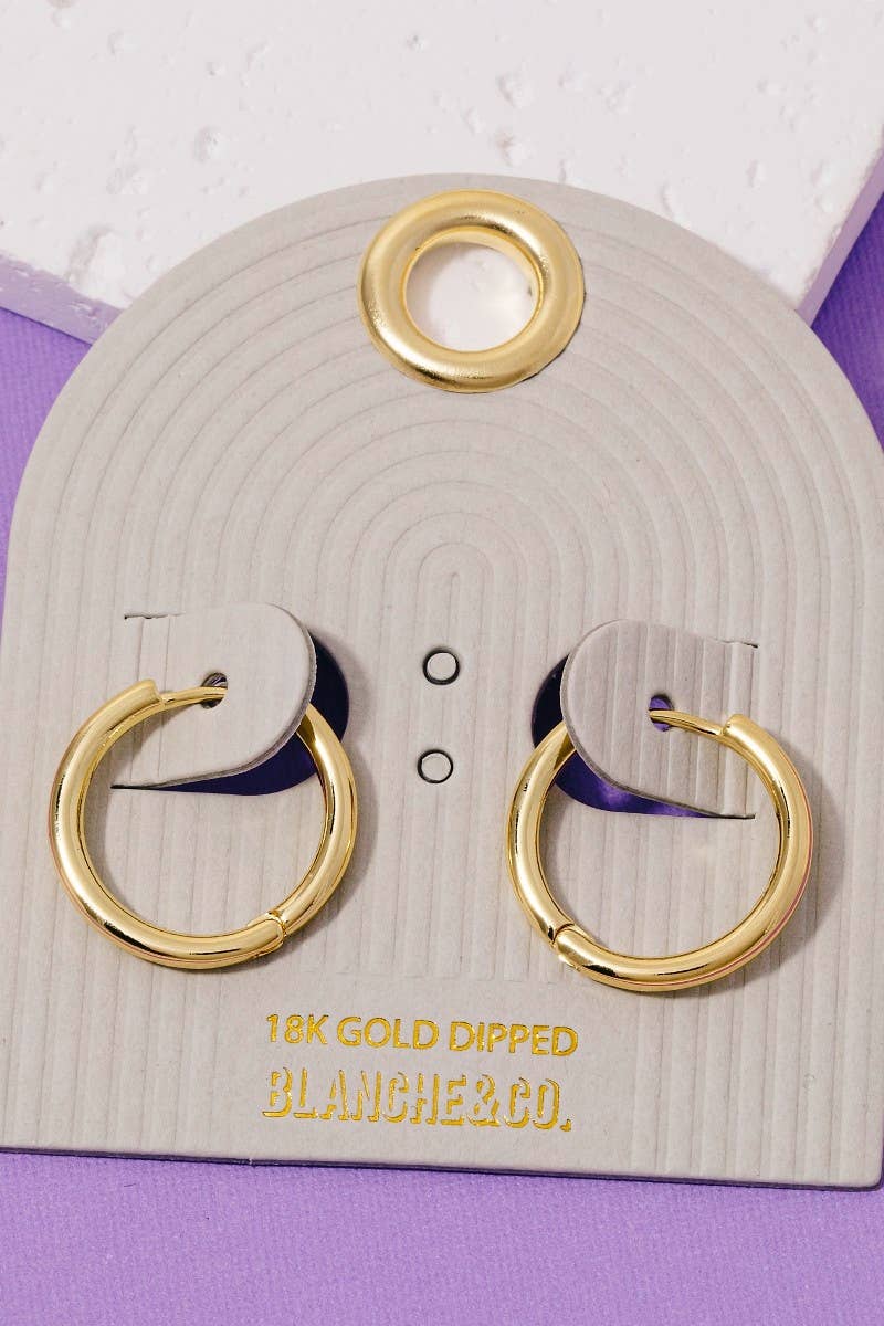 Gold Dipped Thin Tube Hinge Hoop Earrings: Gold