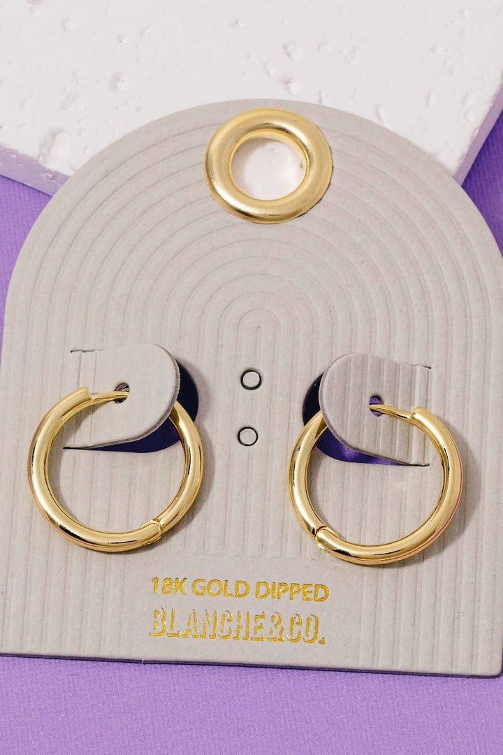 Gold Dipped Thin Tube Hinge Hoop Earrings: Gold