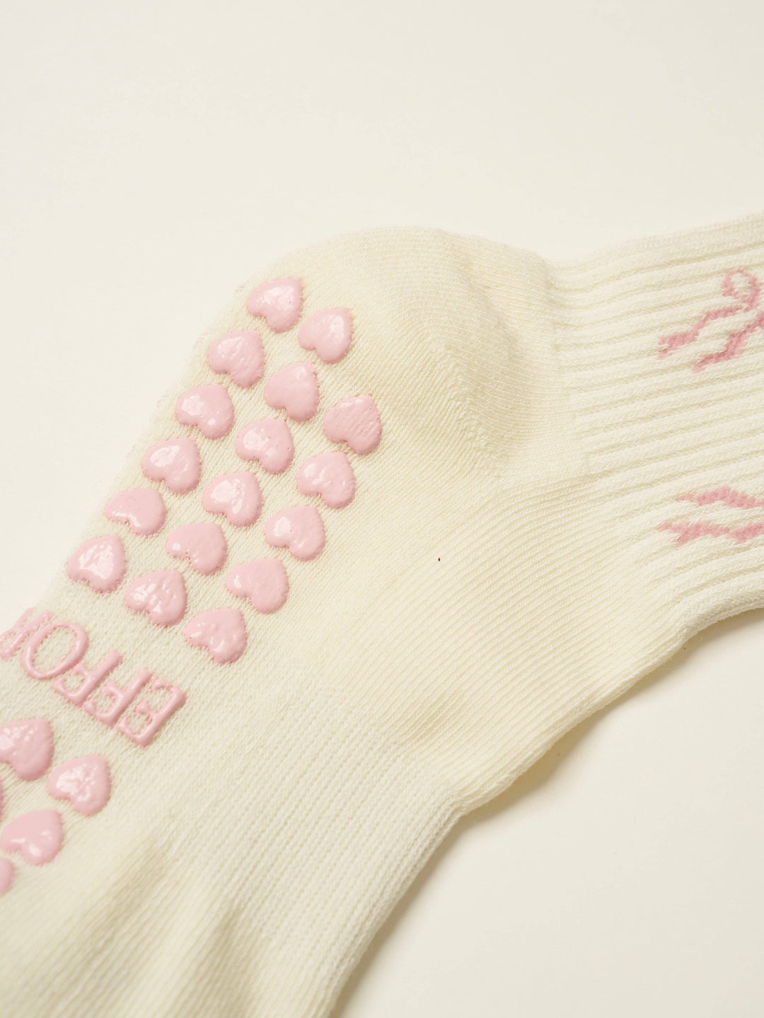Bow Ruffle Grip Sock: Soft Pink