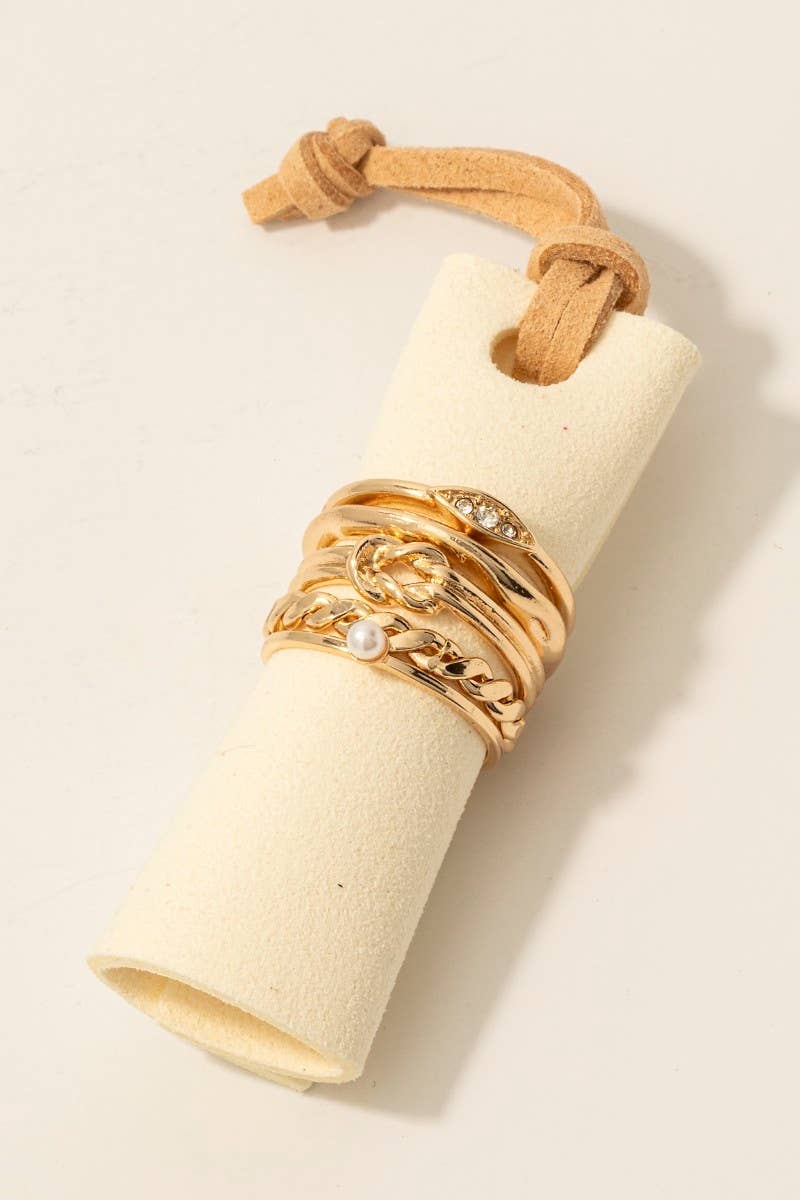 5Pc Mixed Dainty Band Rings Set: RHCRM