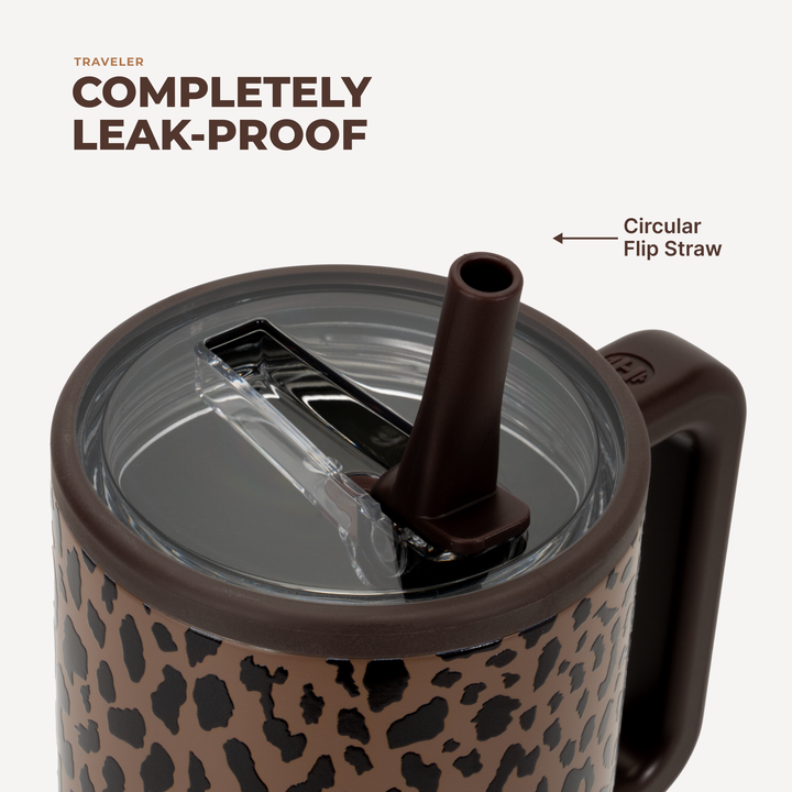 Brown Leopard HydroJug 32 oz Traveler Tumbler