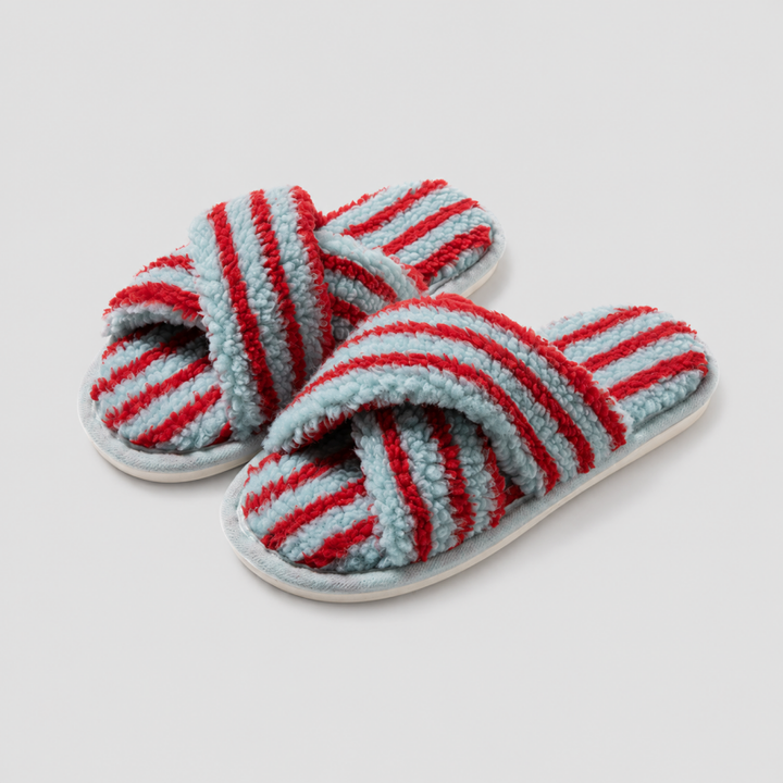 Cross Band Slippers: Blue 5-6