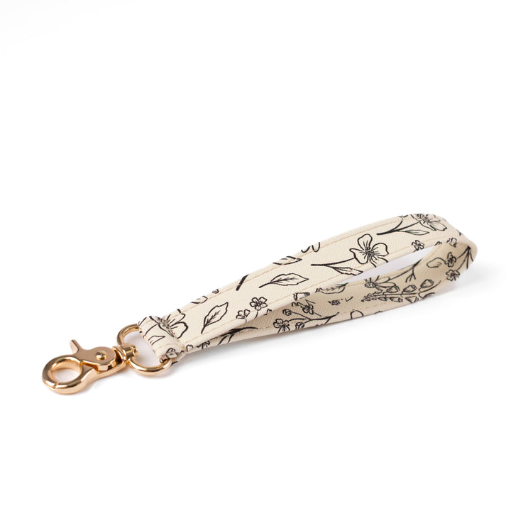 Floral Wristlet Keychain: Blue Stripes