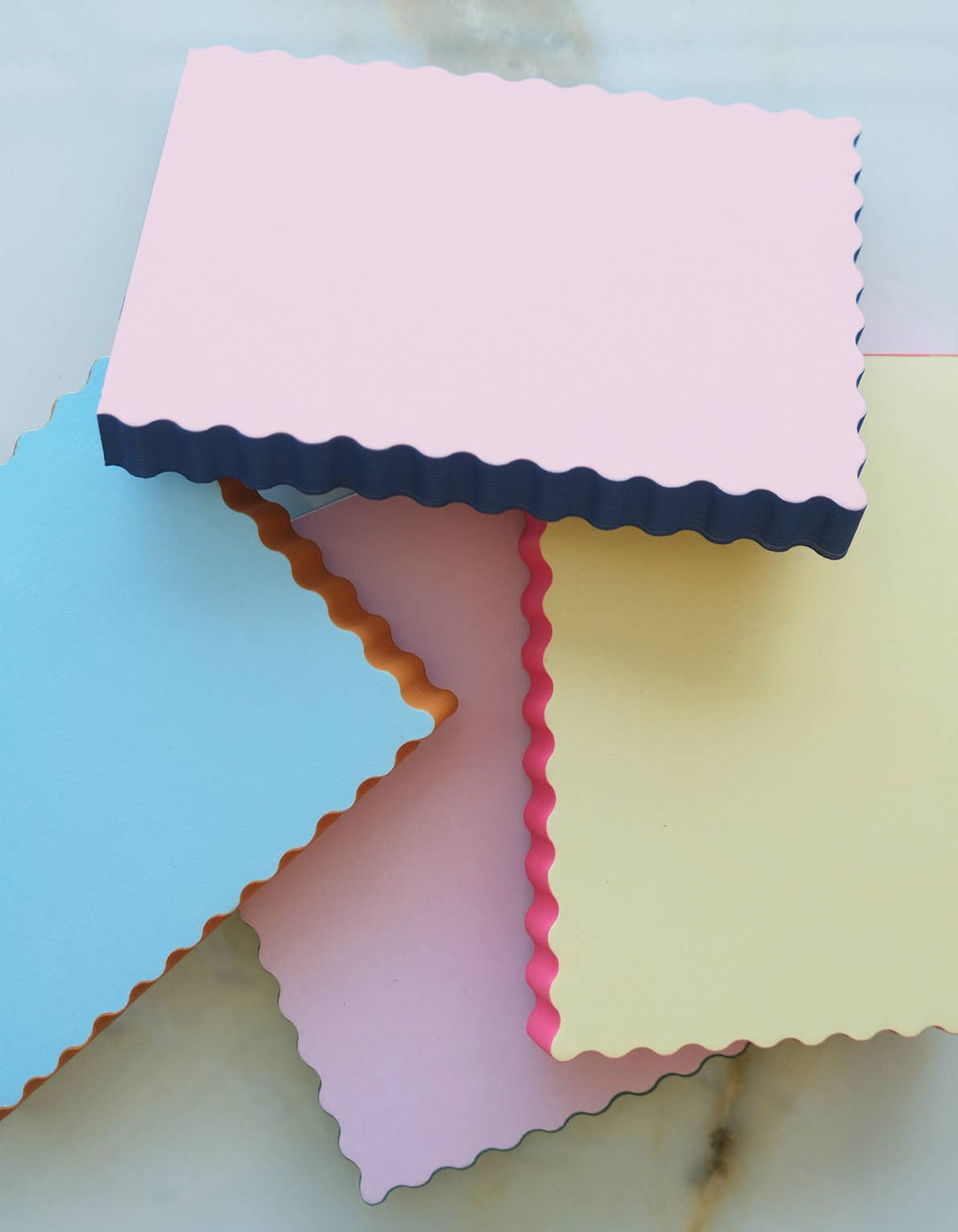 Mini Wave Shaped Notepad | Sky + Tangerine Edge