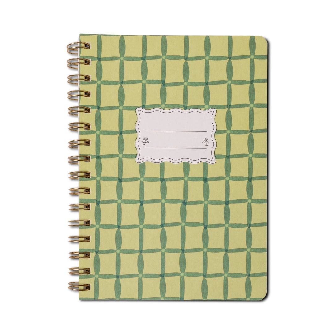 SMALL TWINWIRE NOTEBOOK - GREEN LATTICE