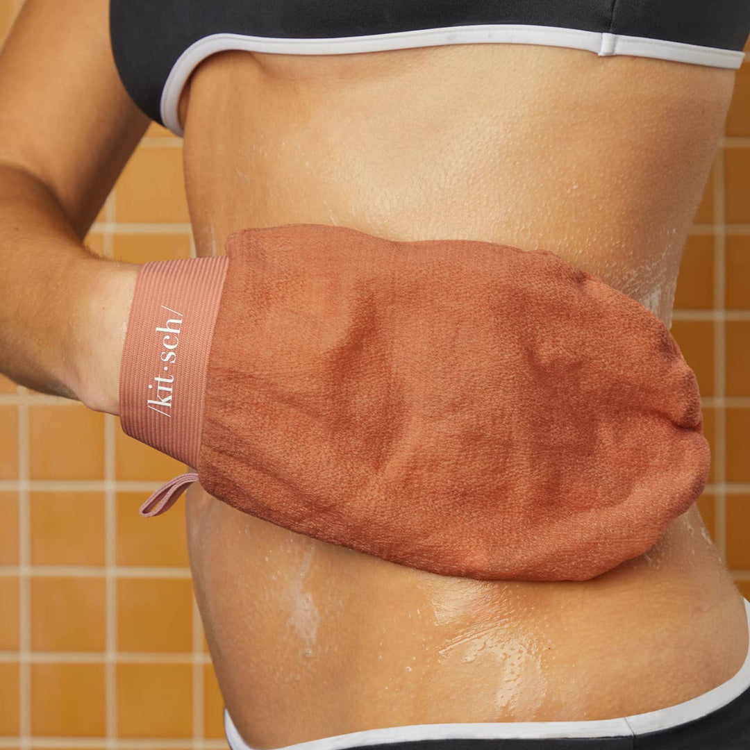 Black & Terracotta Exfoliating Gloves 2pc Set