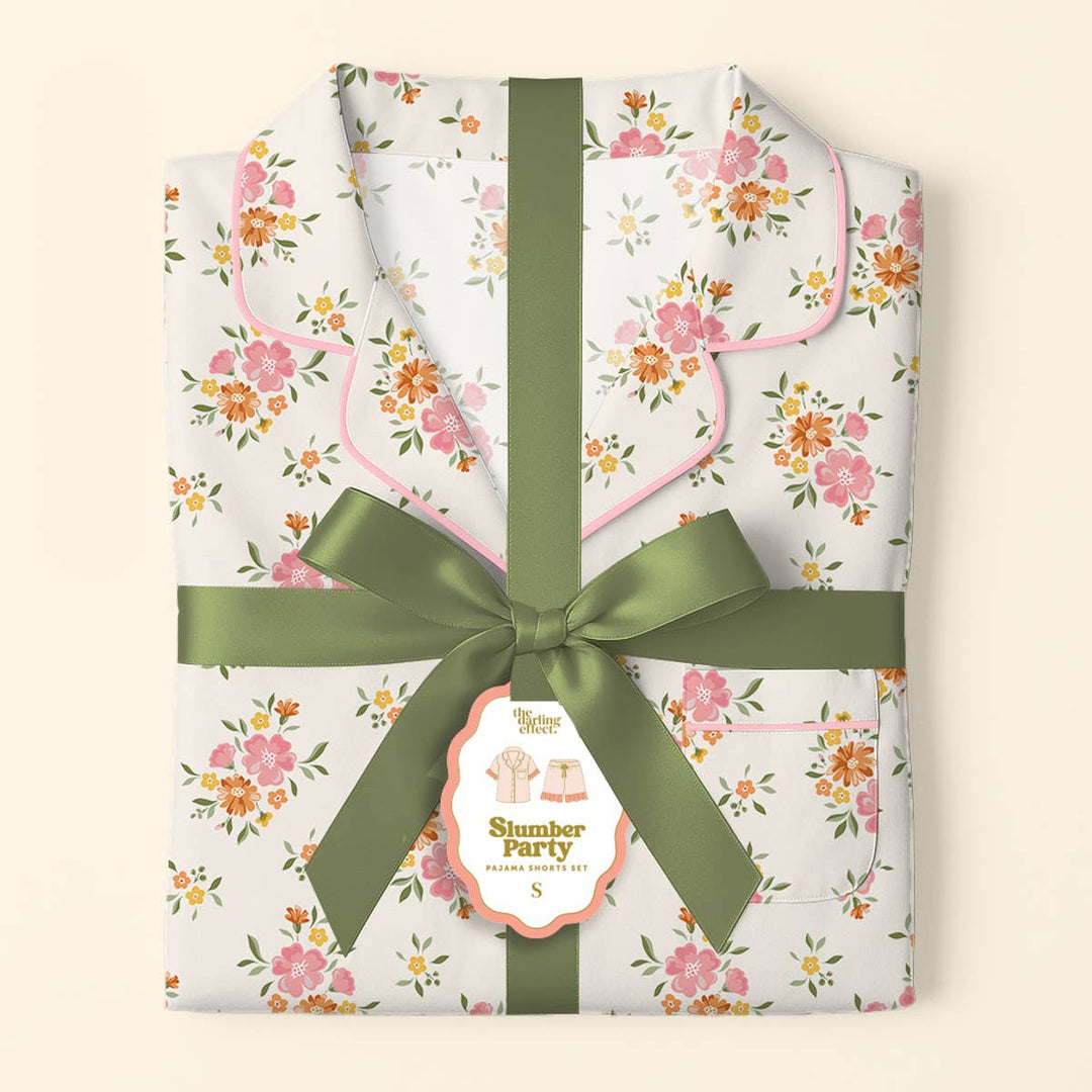 Slumber Party Pajama Shorts Set–Endless Daydream Cream: M