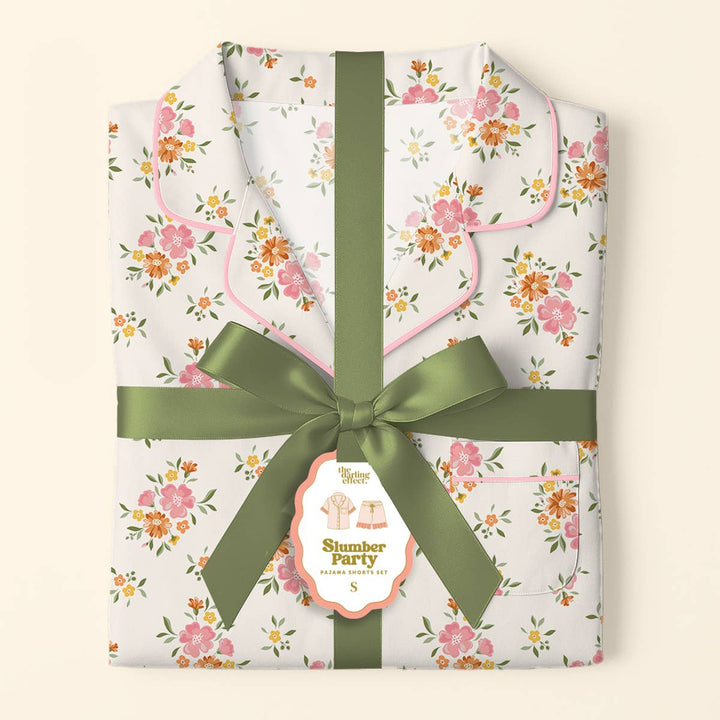 Slumber Party Pajama Shorts Set–Endless Daydream Cream: L