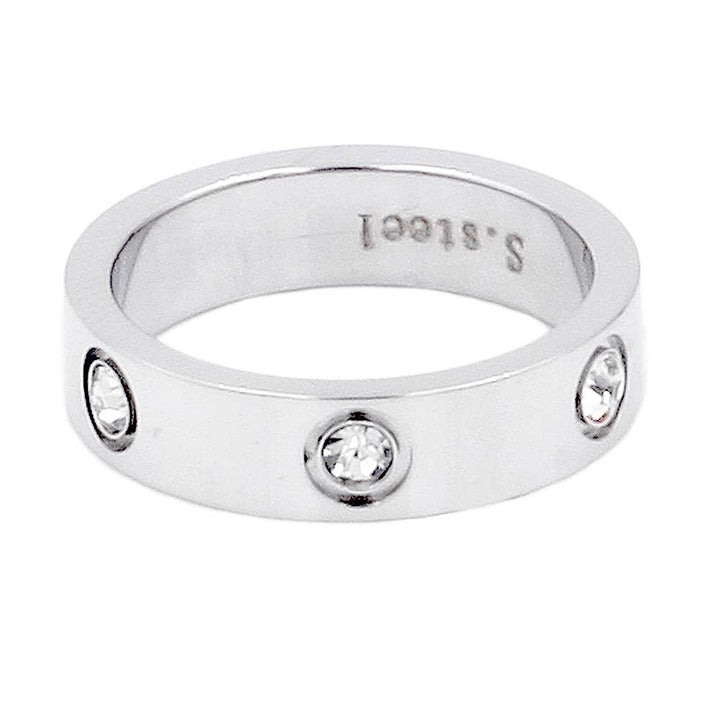 Stone Embellished Band Ring: Silver / 6