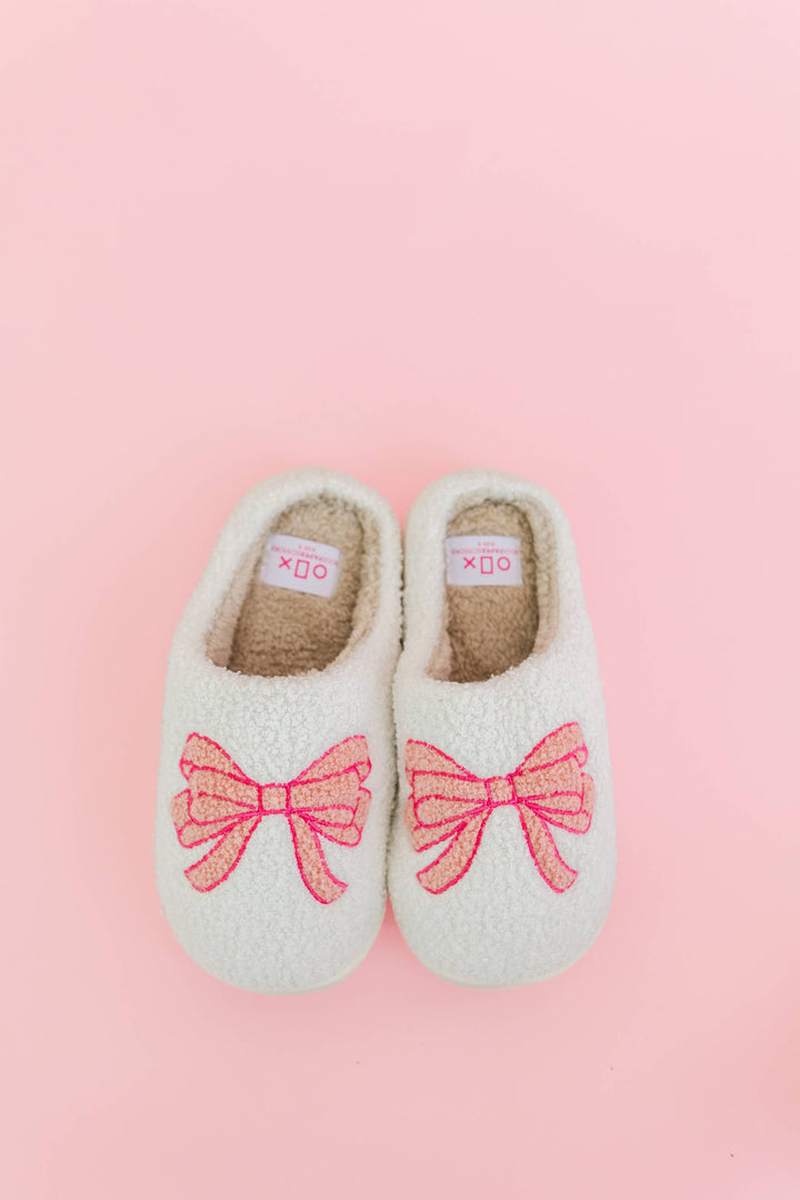 Fuzzy Plush Slippers with Fruit Cocktail Embroidery: Medium