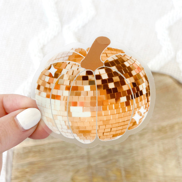 Clear Disco Ball Pumpkin Sticker, 2.9x2.9 in. | Fall
