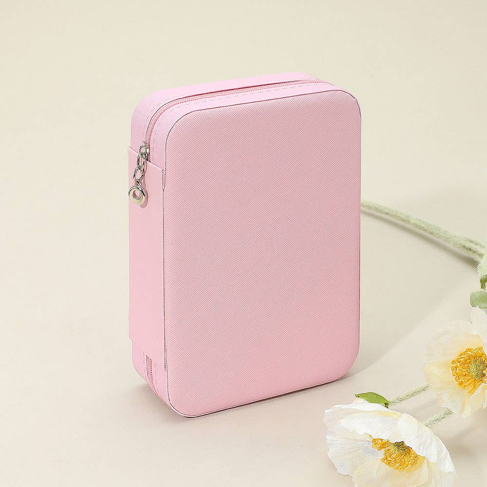 Faux Leather Portable Jewelry Box: Ivory