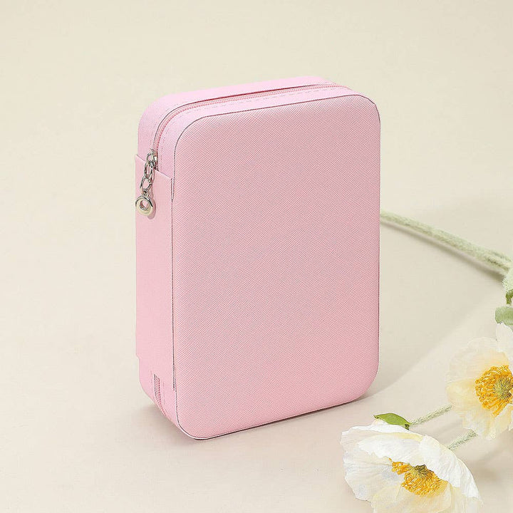 Faux Leather Portable Jewelry Box: Ivory