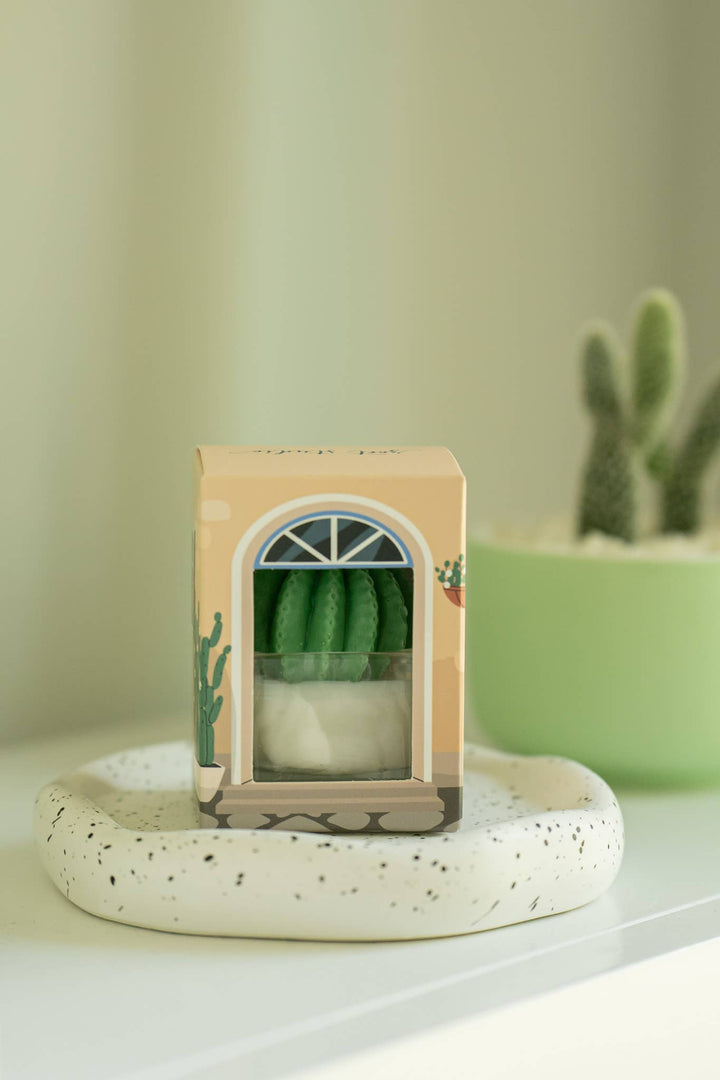 Barrel Cactus Tealight Candles: Green w/ red