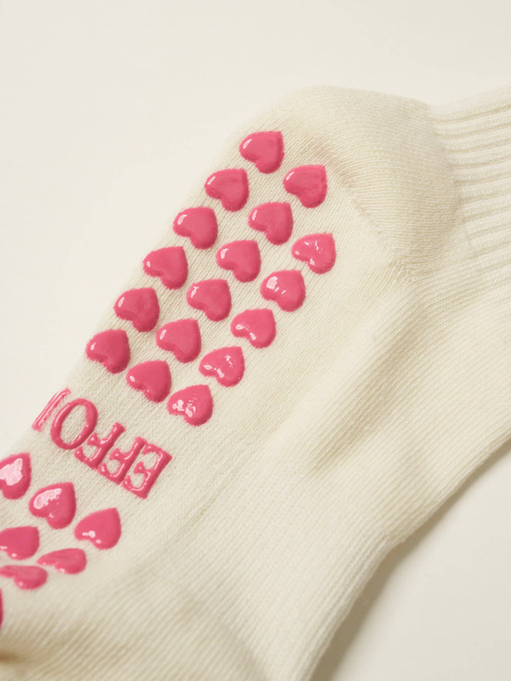 Bow Ruffle Grip Sock: Hot Pink
