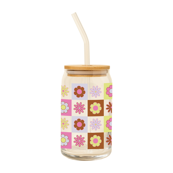 Can Glass w/Lid + Straw: Cutie Fruity