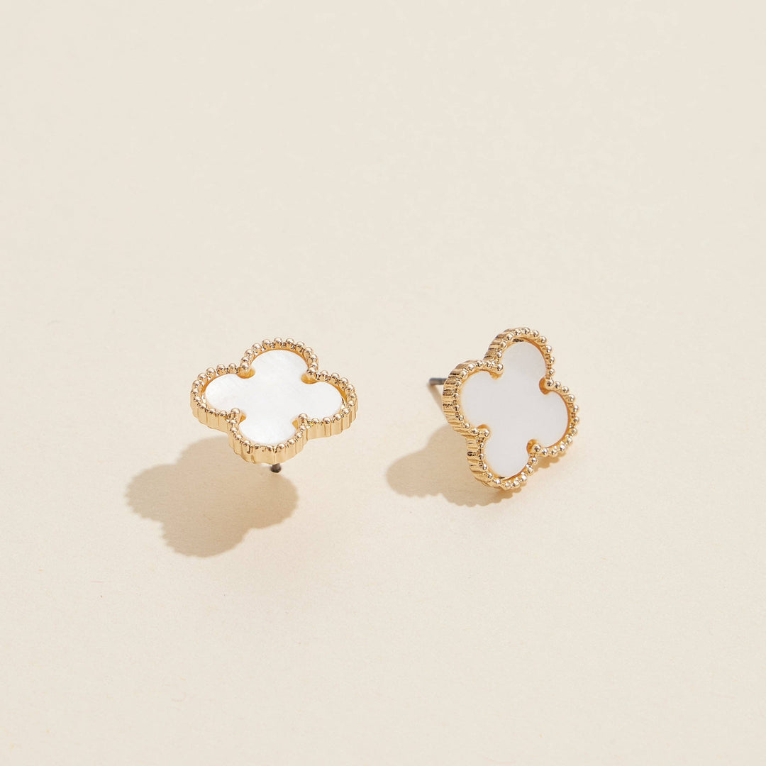 Enamel Quatrefoil Stud Earrings: GD / ONE