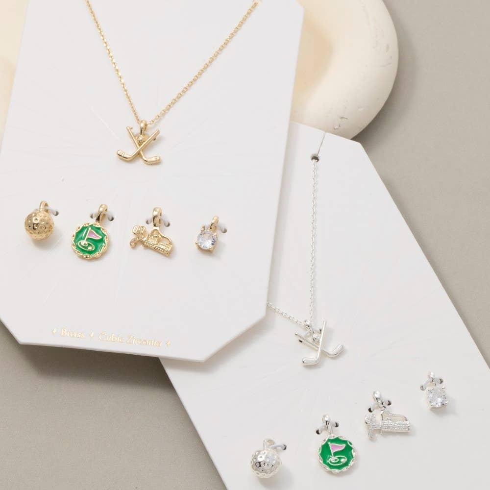 Assorted Five Piece Golf Charms Necklace: G