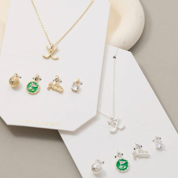 Assorted Five Piece Golf Charms Necklace: G
