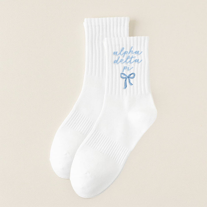 Sorority Embroidered Crew Socks: Alpha Delta Pi