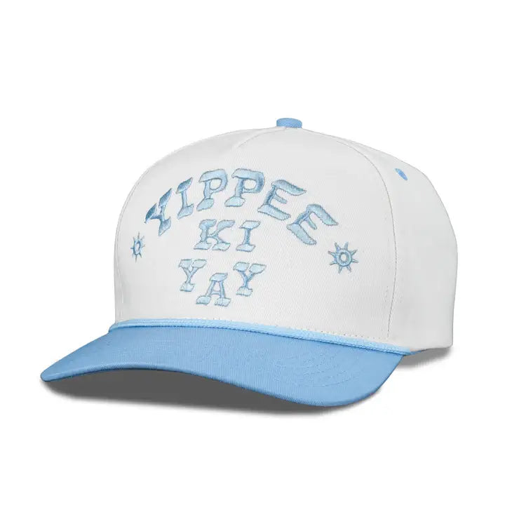Yippee Ki Yay Hat: Cream/Light Blue