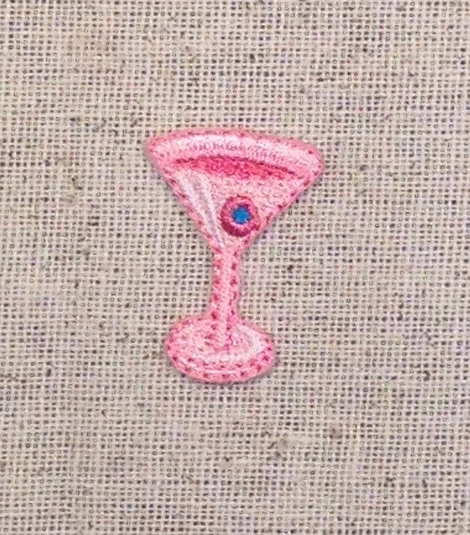 Pink Mini Martini Glass Iron-On Patch – 1" Cocktail Glass