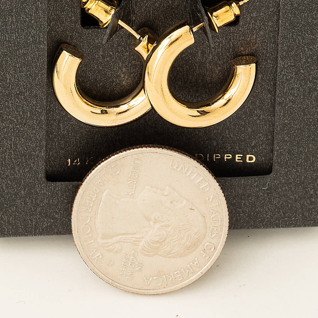 Secret Box Gold Dipped Hoop Earrings: Gold