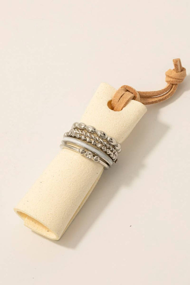 Assorted Metallic Band Rings Set: GDWHT