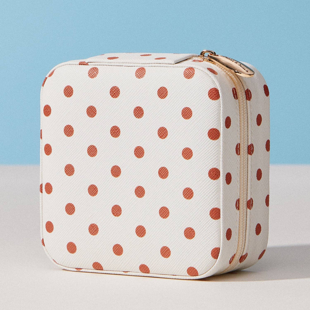 Polka Dot Travel Jewelry Case Organizer – Compact Zipper Jewelry Storage Box for Rings, Earrings & Necklaces: PK / ONE