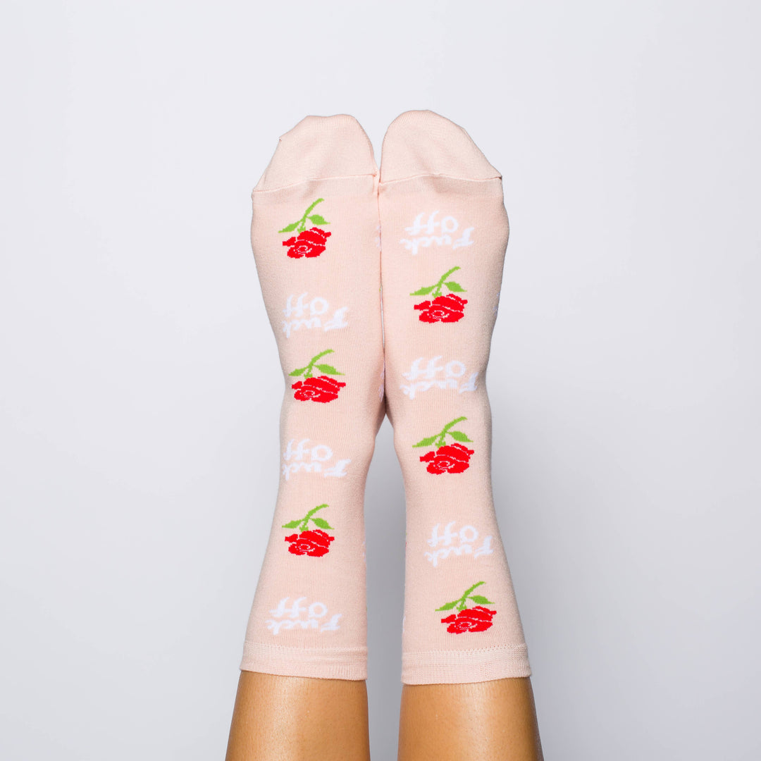 F*ck Off Rose Crew Flower Socks - Small