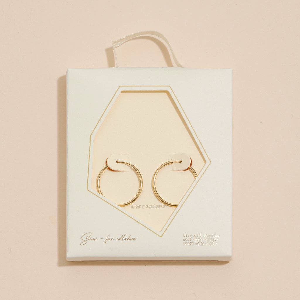 18K Gold Dip Simple Hoop Earrings: Gold / One / 4DE38065