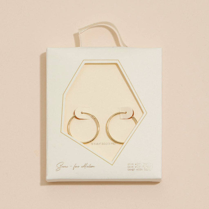 18K Gold Dip Simple Hoop Earrings: Gold / One / 4DE38065