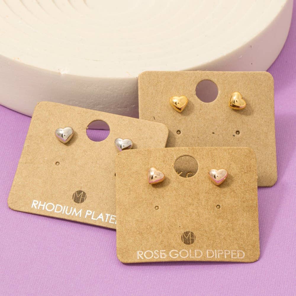 Gold Dipped Mini Heart Stud Earrings: G