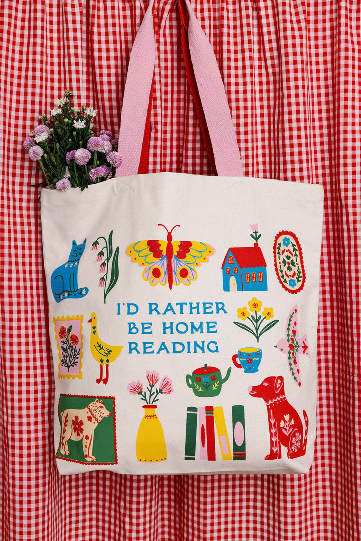 Canvas Tote, I'd Rather Be Home Reading