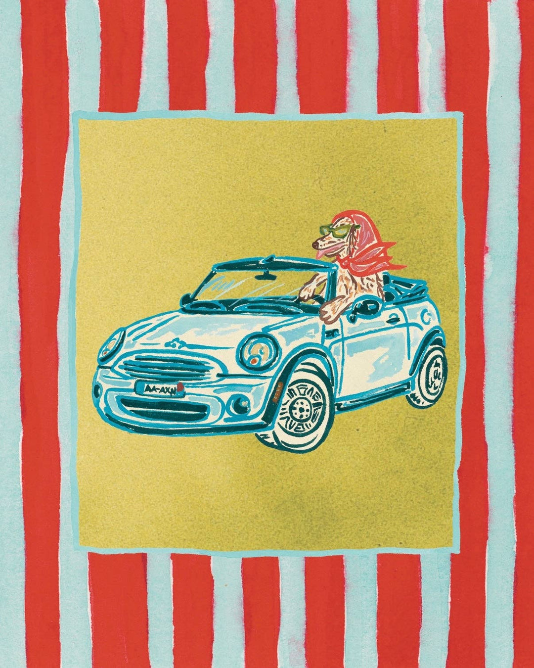 Dachshund Collection: Convertible Rides Fine Art Print: 8x10