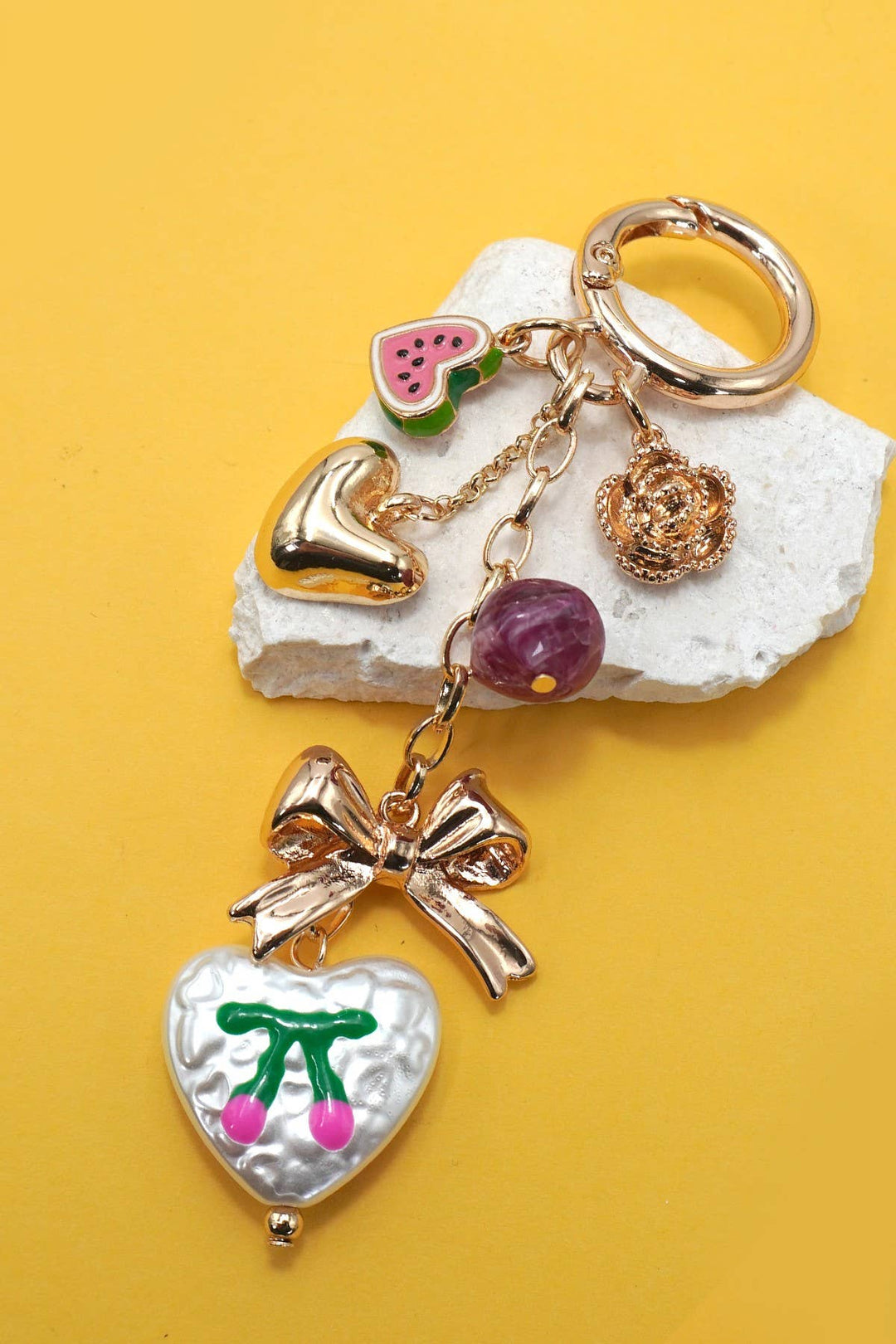 Heart and Bow Bag Charm
