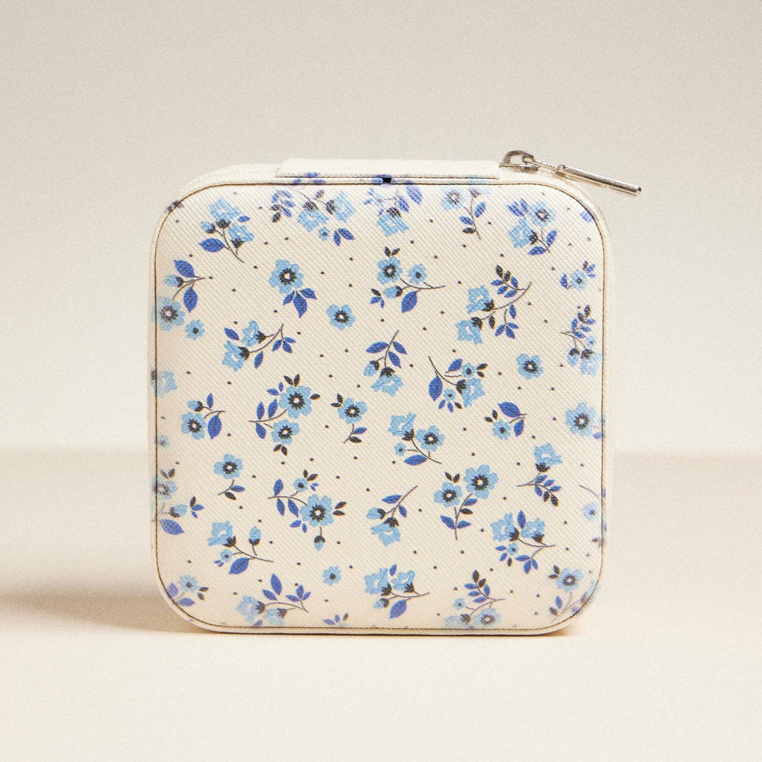 Blue Flower Pattern Jewelry Box -Travel Size: Blue / One / 5AC78030