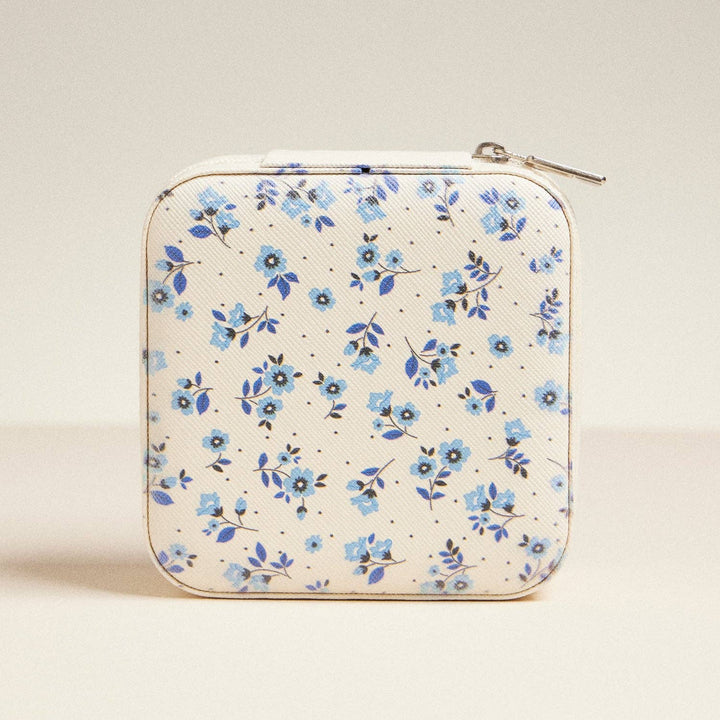 Blue Flower Pattern Jewelry Box -Travel Size: Blue / One / 5AC78030