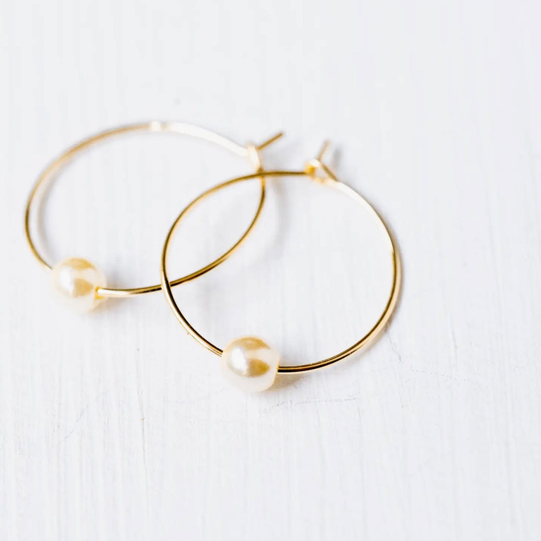 Mini Pearl Gold Filled Hoops