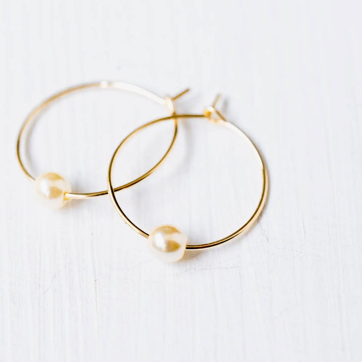 Mini Pearl Gold Filled Hoops