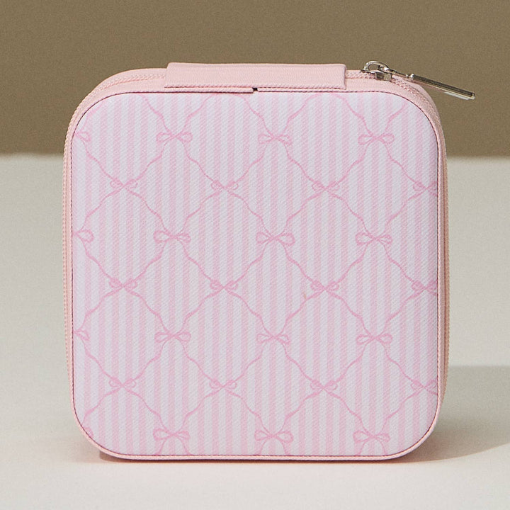 Bow Monogram Print Jewelry Box-Pink