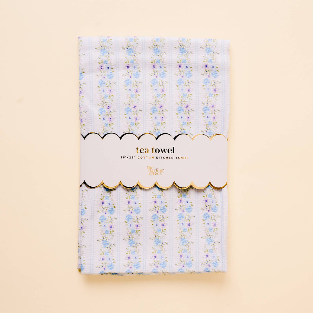 Tea Towel-Petal Parade Blue