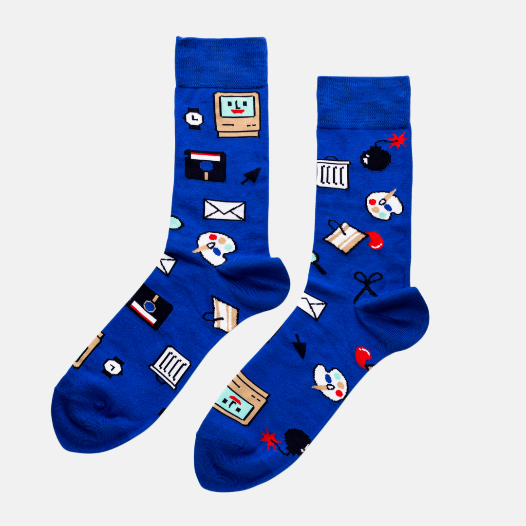 Computer Nerd - Large Crew Retro Socks - Techie Gift