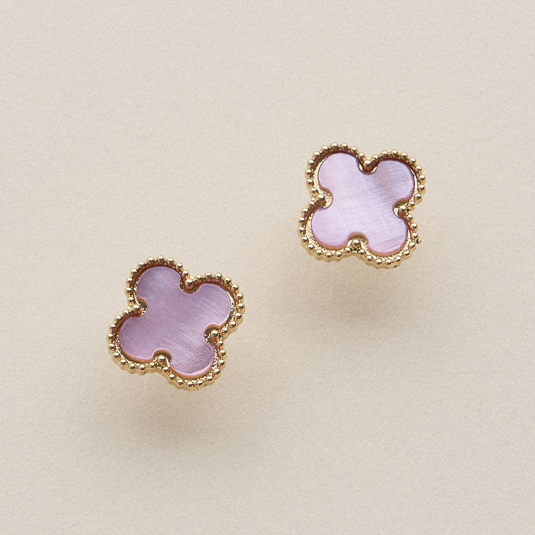Enamel Quatrefoil Stud Earrings: GD / ONE