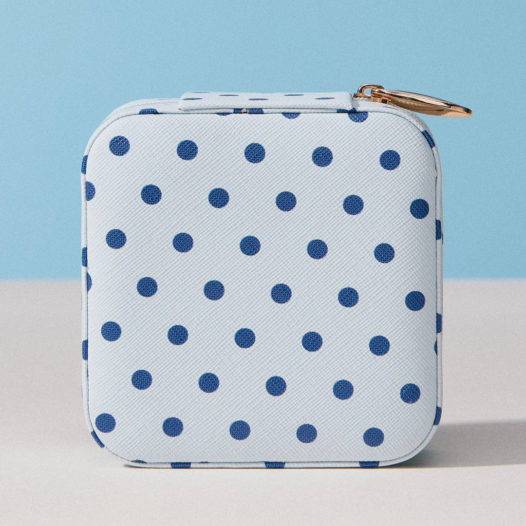 Polka Dot Travel Jewelry Case Organizer – Compact Zipper Jewelry Storage Box for Rings, Earrings & Necklaces: PK / ONE
