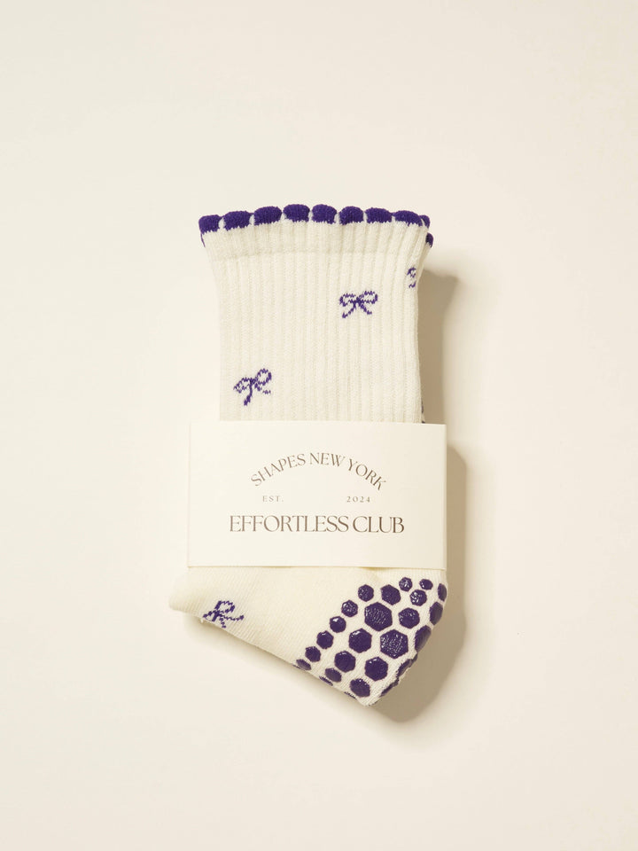 🎀 Mini Bow Petal Grip Sock [Indigo]