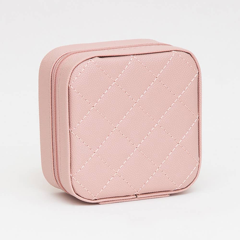 Faux Caviar Leather Portable Square Jewelry Box
: Gold
