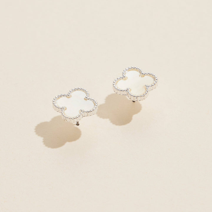 Enamel Quatrefoil Stud Earrings: GD / ONE