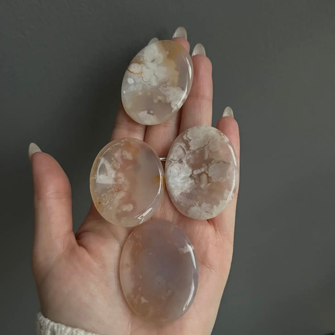 Flower Agate Crystal Worry Stone