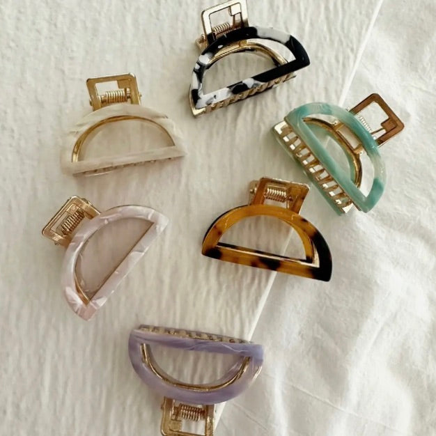 Gold Mini Halfmoon Hair Clips - Assorted Colors